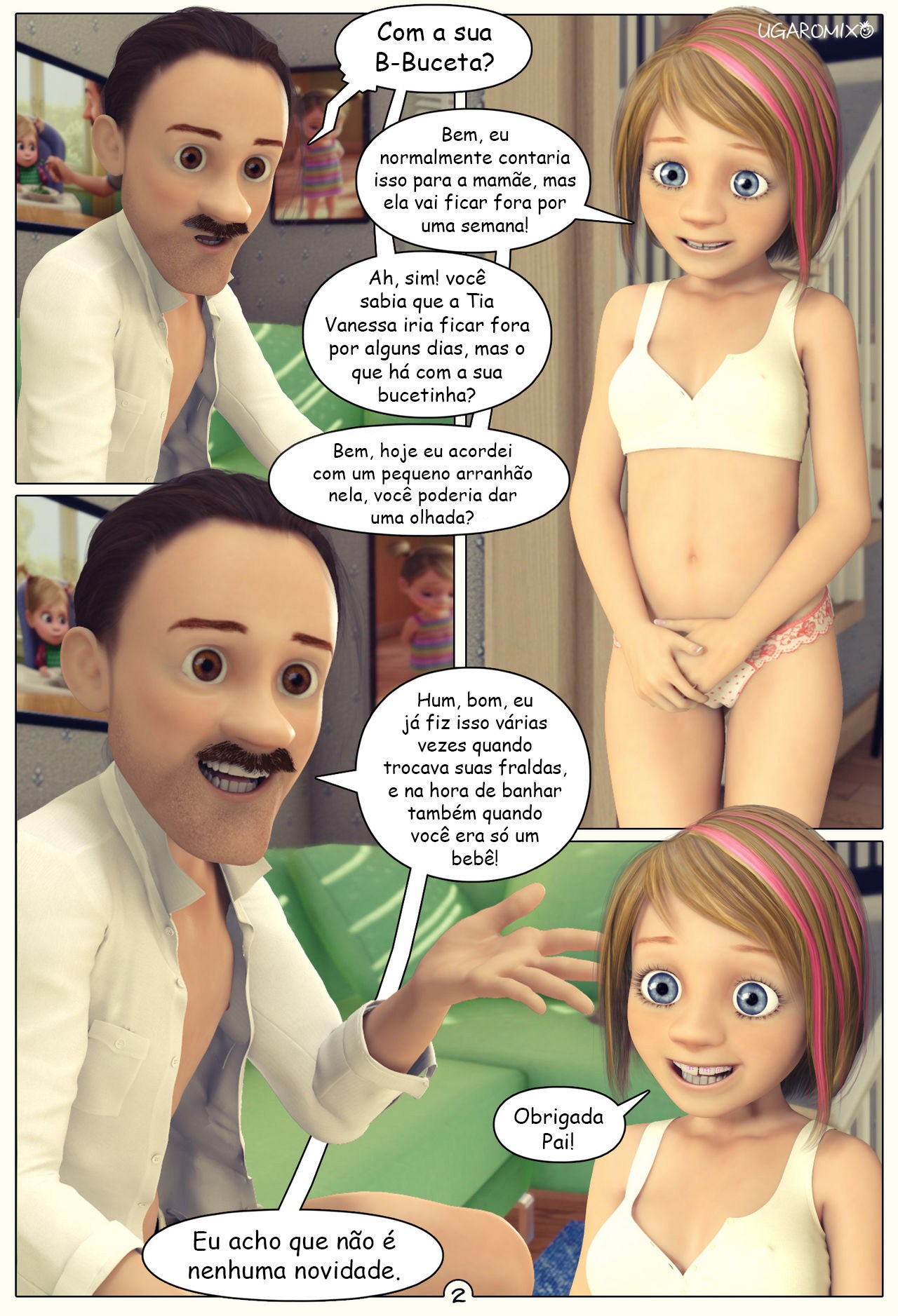 Sexo em quadrinhos 3D pai fodendo a filha